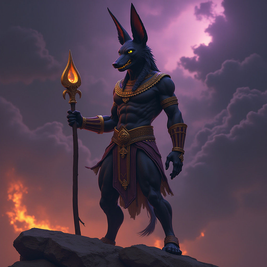 Anubis, Ancient Egyptian Deity in Dark Fantasy Art