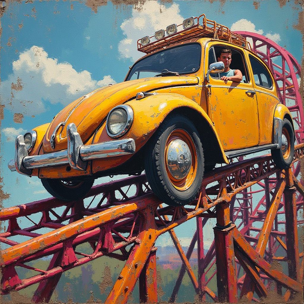 Rollercoaster Wall Painting in Pop Art Style