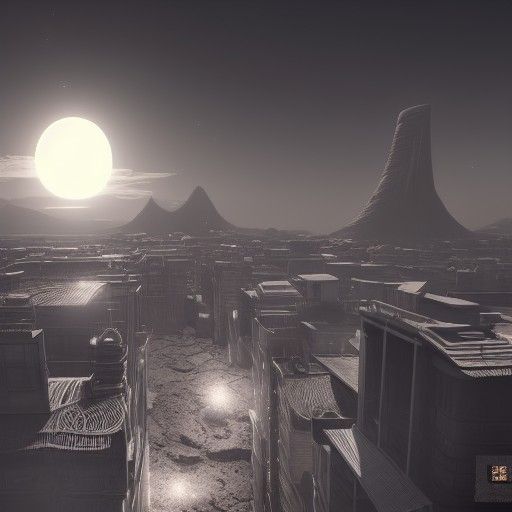 Lunar Cityscape in Shin Hanga Style