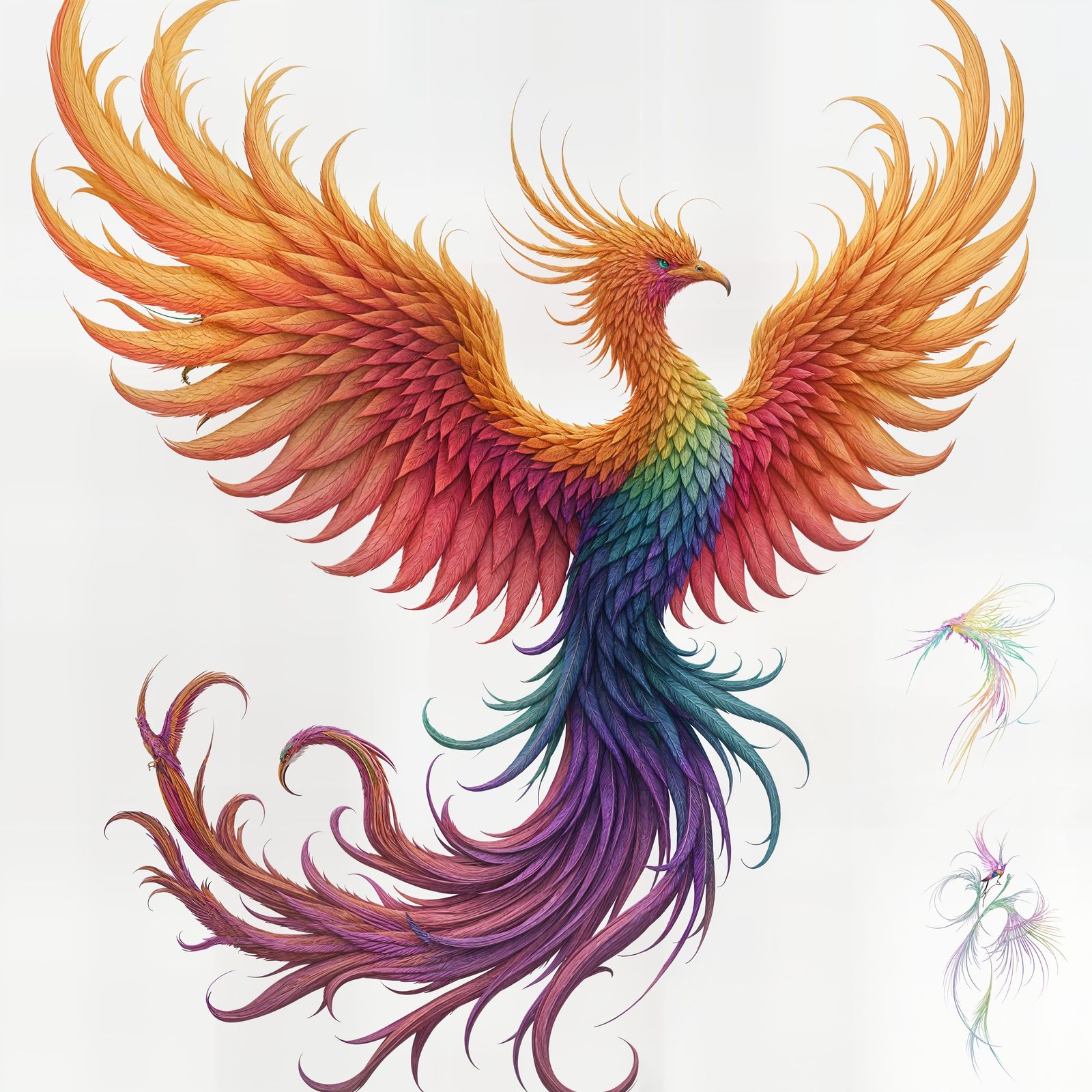 Stunning Phoenix Tattoo in Hyper-Realistic Style with Vibran...