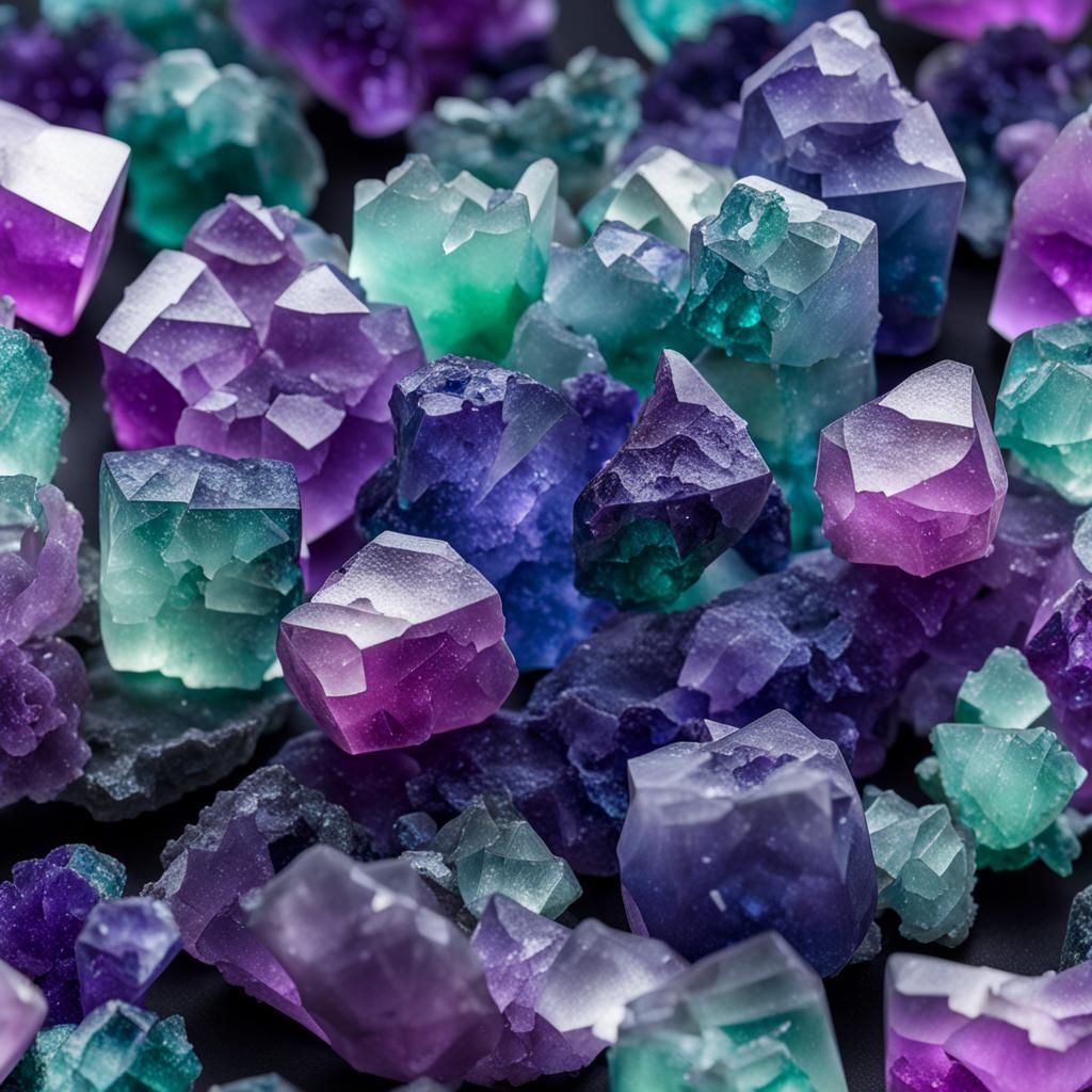 Raw fluorite crystals