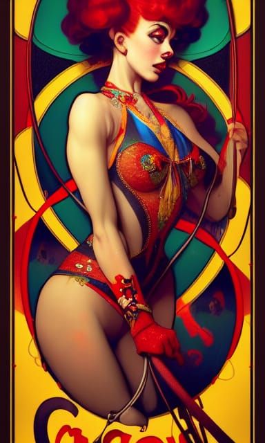 Retro Circus Poster with Clowns and Trapeze