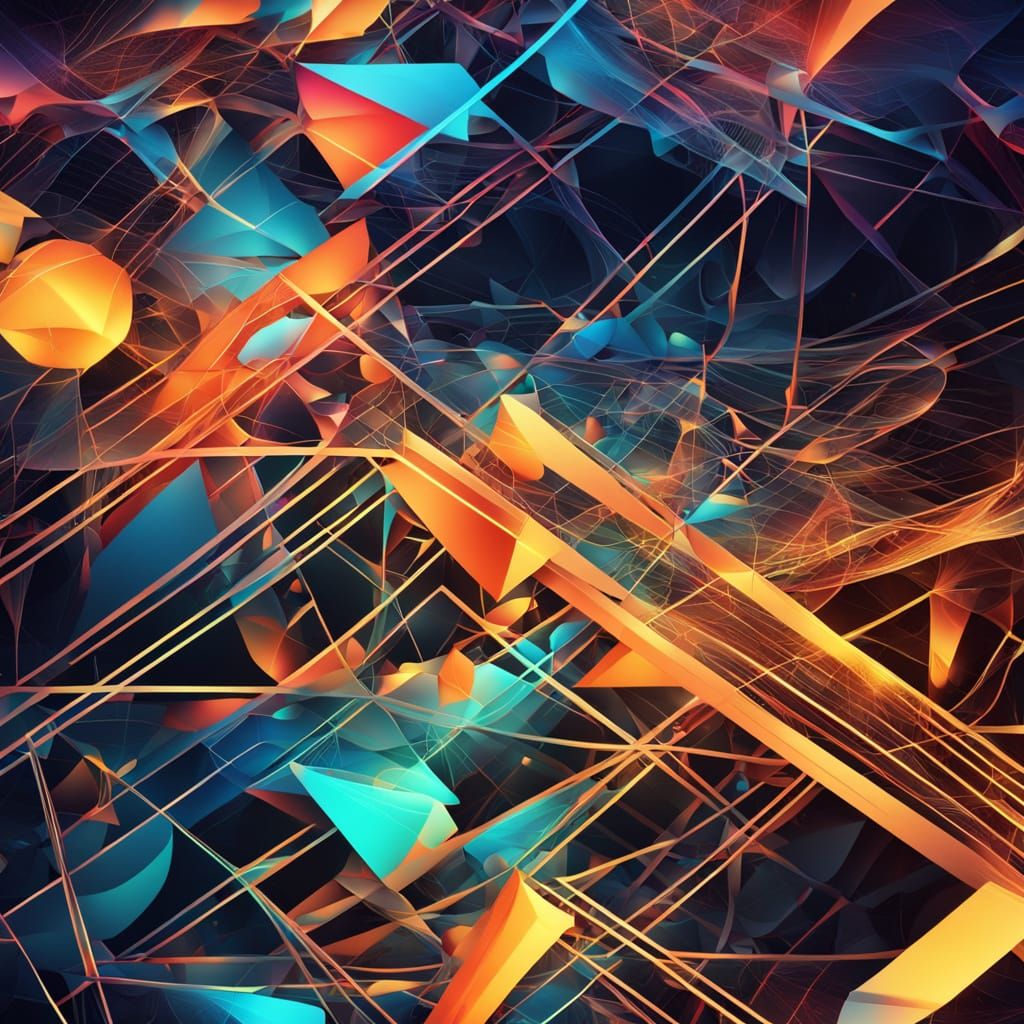 Vivid Abstract Shapes with Glowing Elements