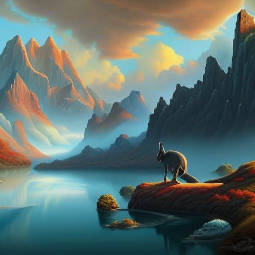 Majestic Mountain Range Over Calm Sea