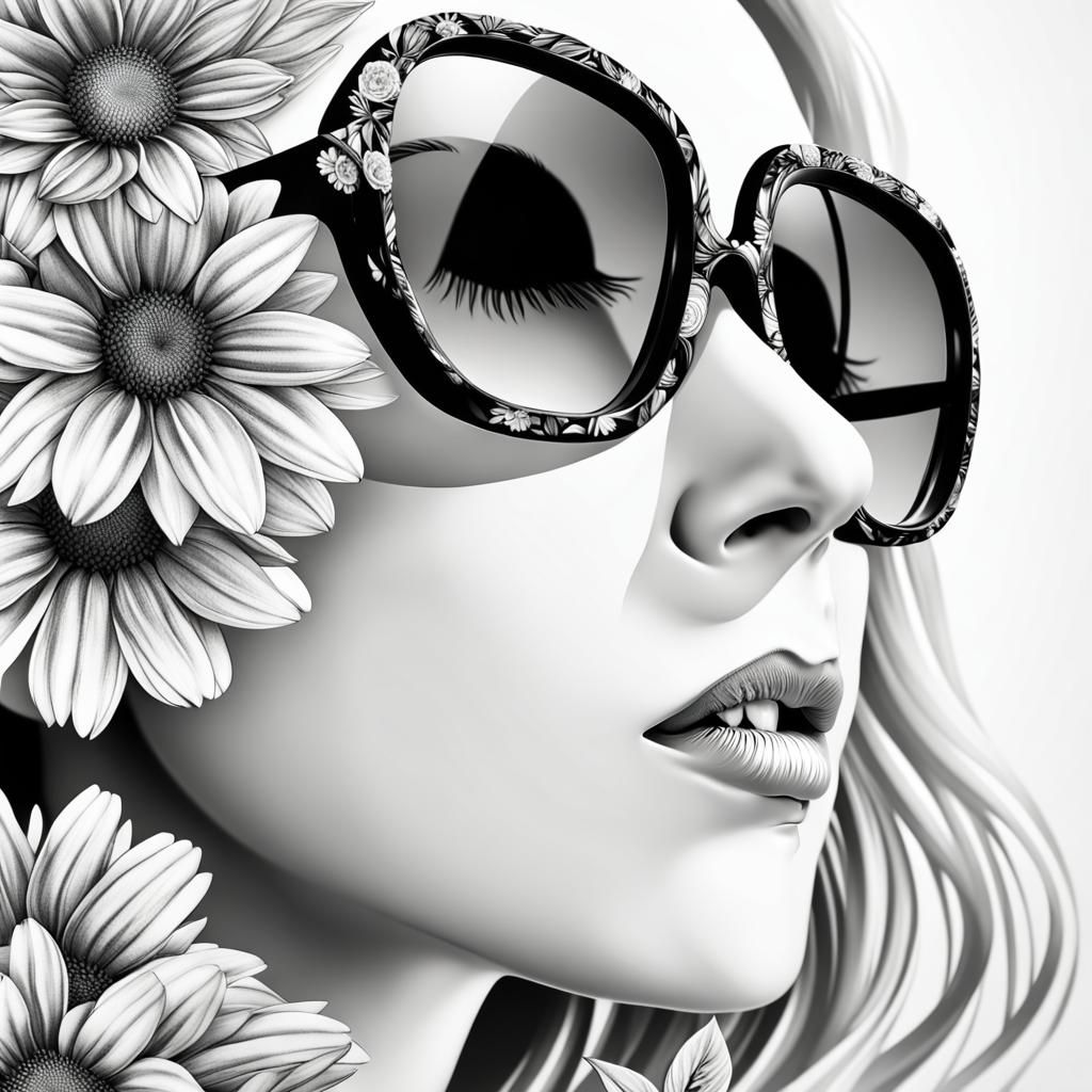 Double Exposure: Flowers in Sunglasses