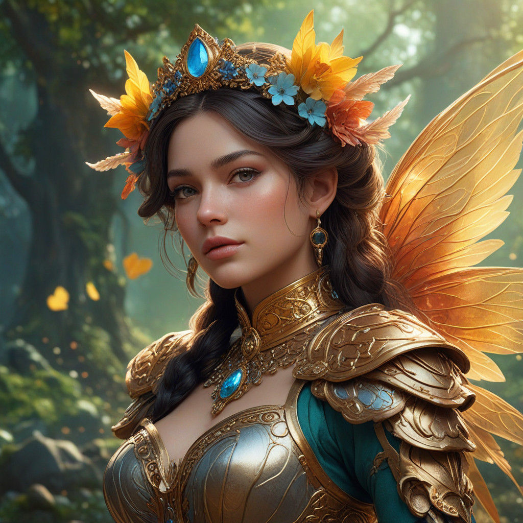 Baroque Fantasy Portrait of a Fairy Queen in Intricate Detai...