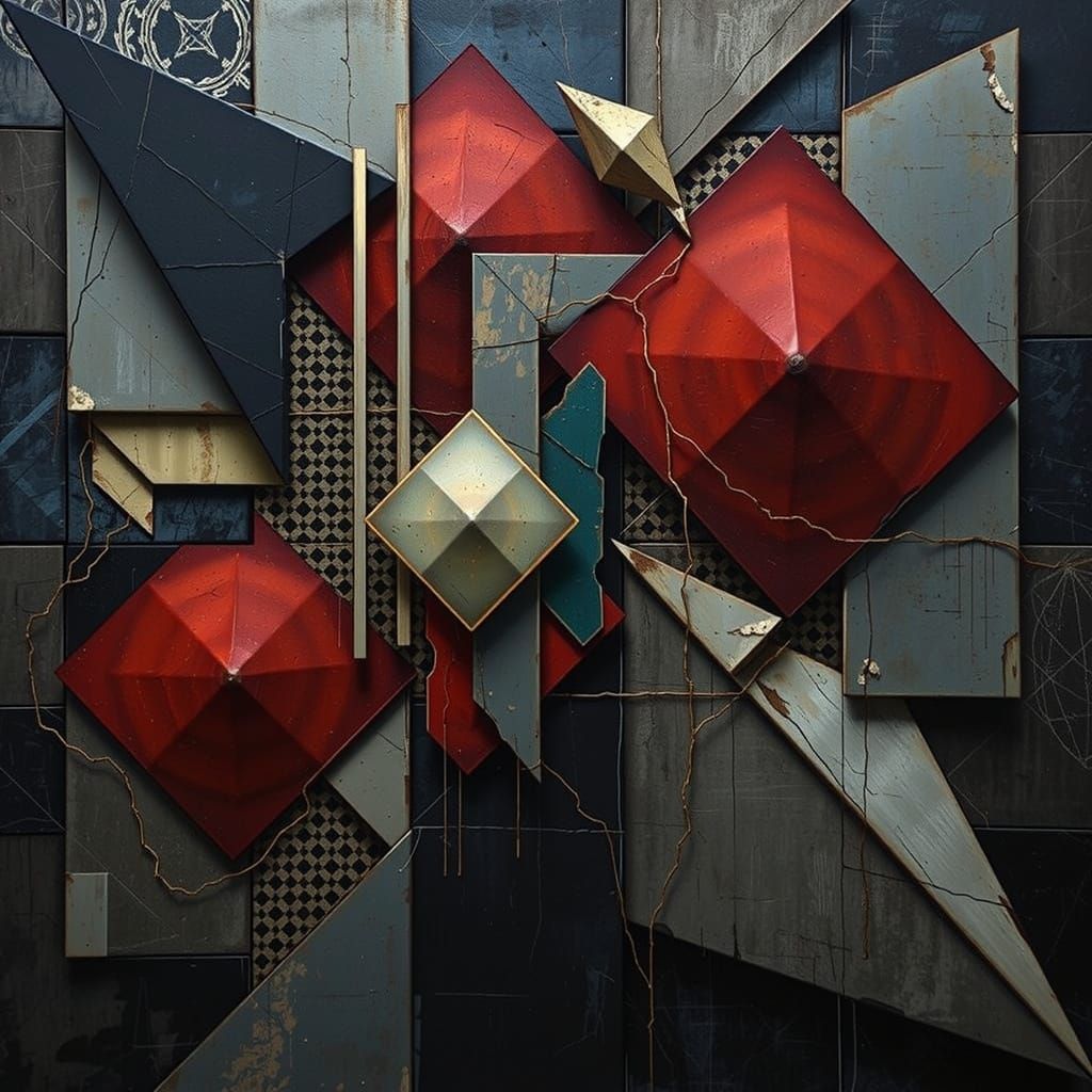 Geometric Abstraction: Complex Tessellated Shapes in Bold Co...
