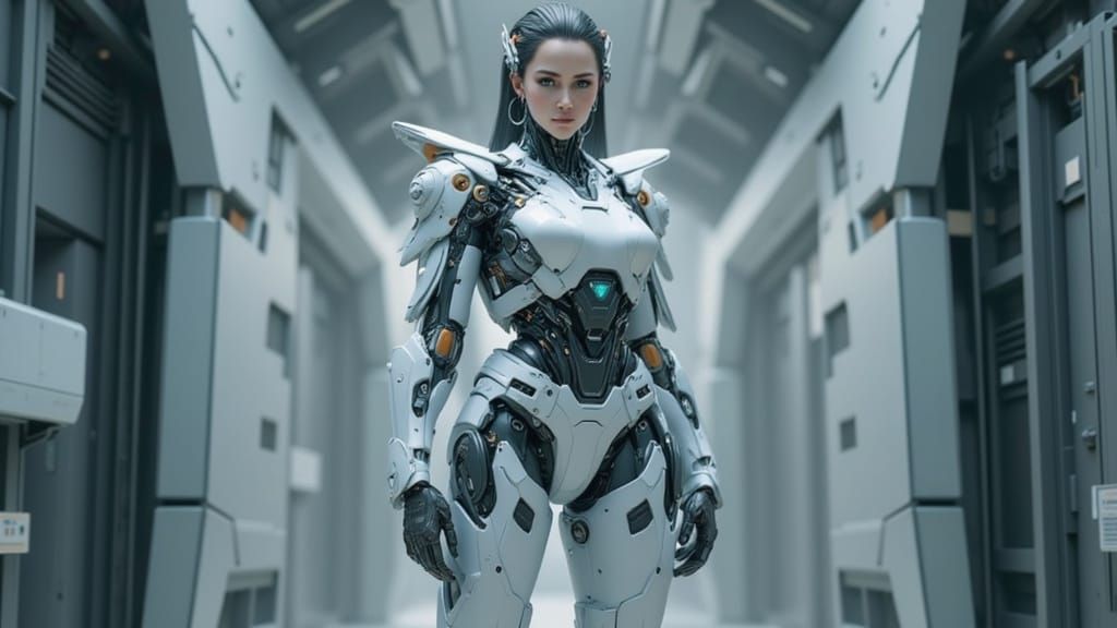 Futuristic Cyborg Doctor in Sci-Fi Hospital