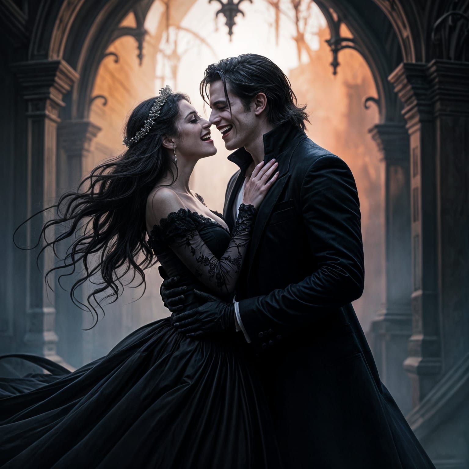 Vampire's Kiss: A Darkly Beautiful Horror Scene