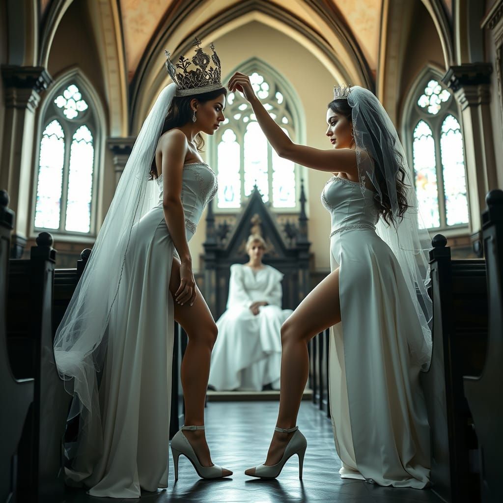 Romantic Gothic Queens in White Bride Dresses