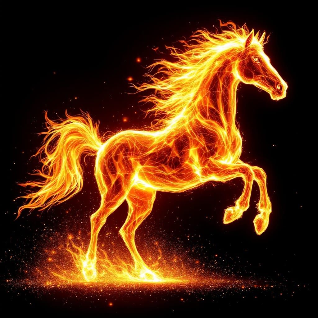 Fiery Horse Galloping in the Dark