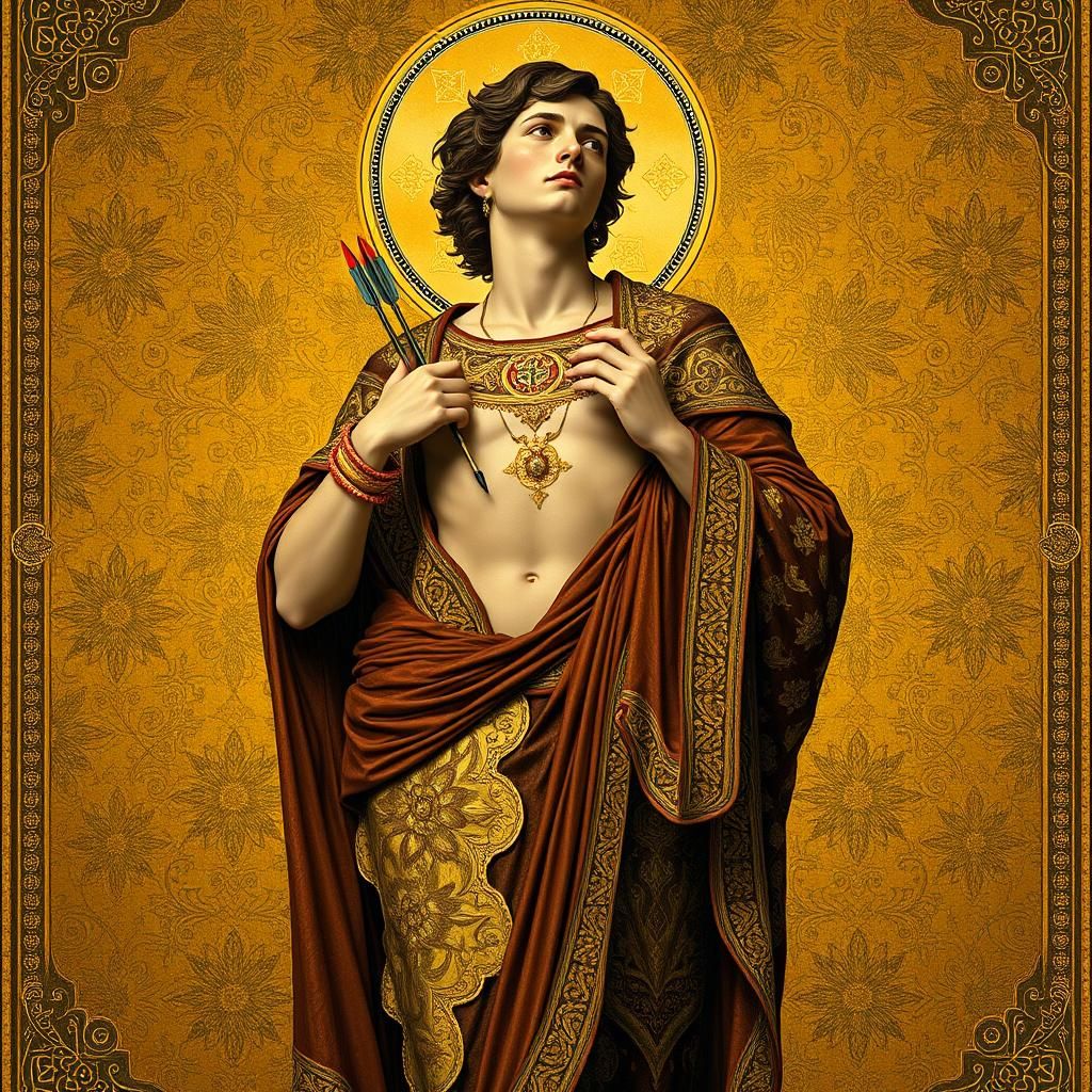 Saint Sebastian in Klimt-Inspired Art Nouveau Style