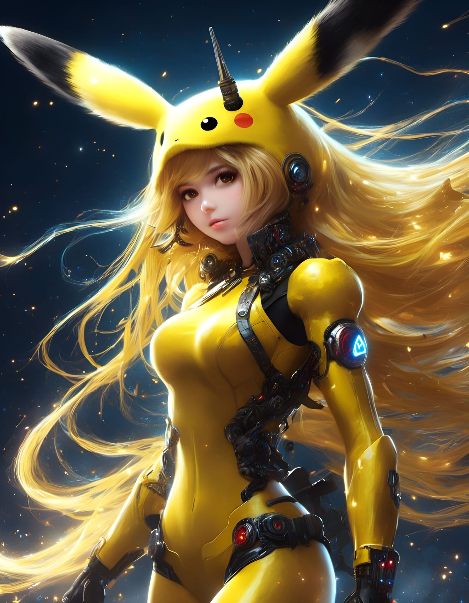 Pikachu Girl in Digital Fantastic Art Style