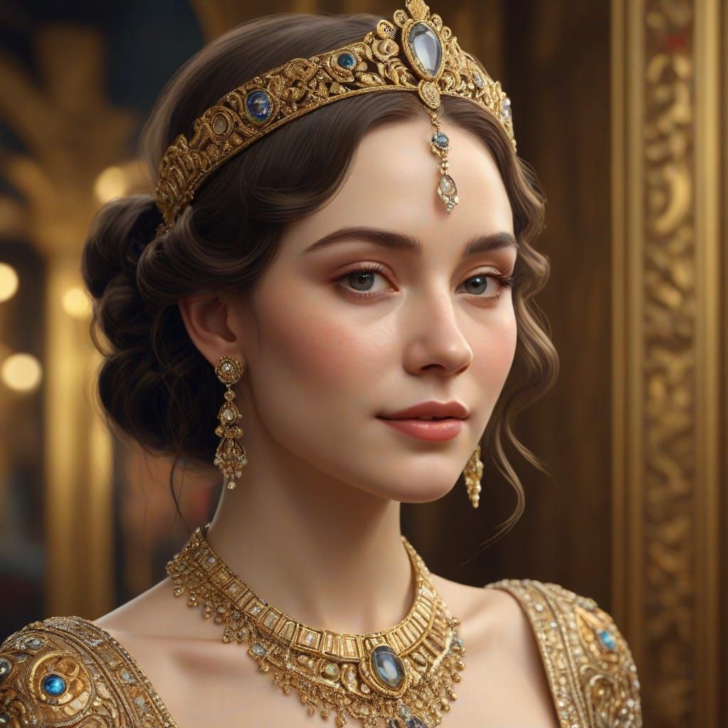 Golden Goddess in Ornate Opulence