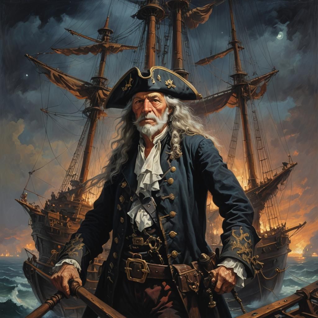 Ghost Ship Captain: Oil Painting by James Gurney