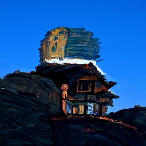 Hilltop House: Photorealistic Painting in Evening Glow
