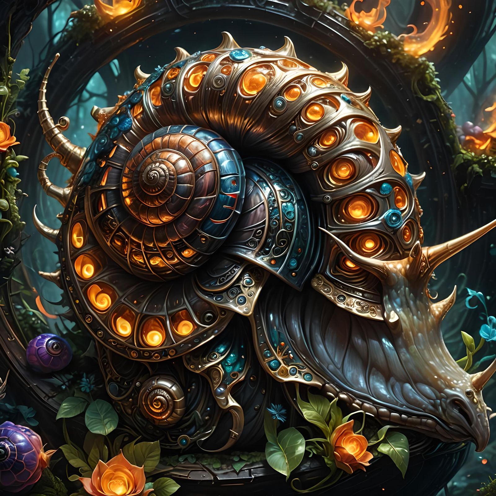 Hyperreal Snail Demon in Sci-Fi Fantasy Style