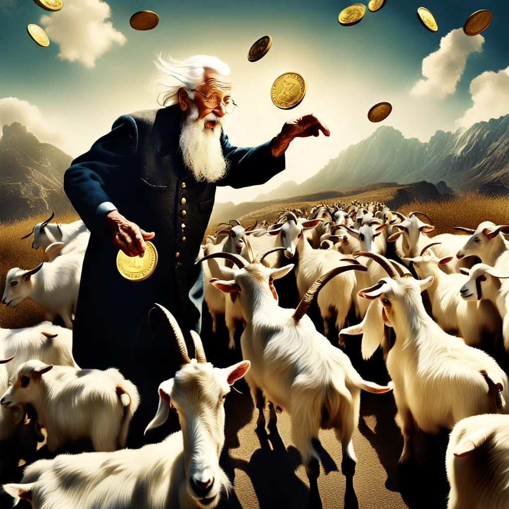 Surreal Vintage Photo of Man Throwing Gold Coins