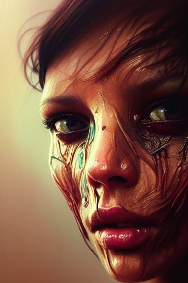 Photorealistic Portrait of a Person with Plastic Skin