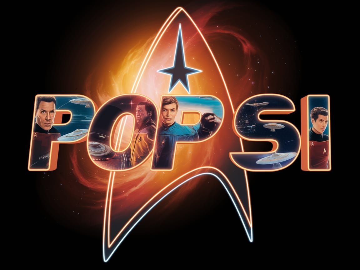 Glowing Star Trek Letters in Vibrant Nebula