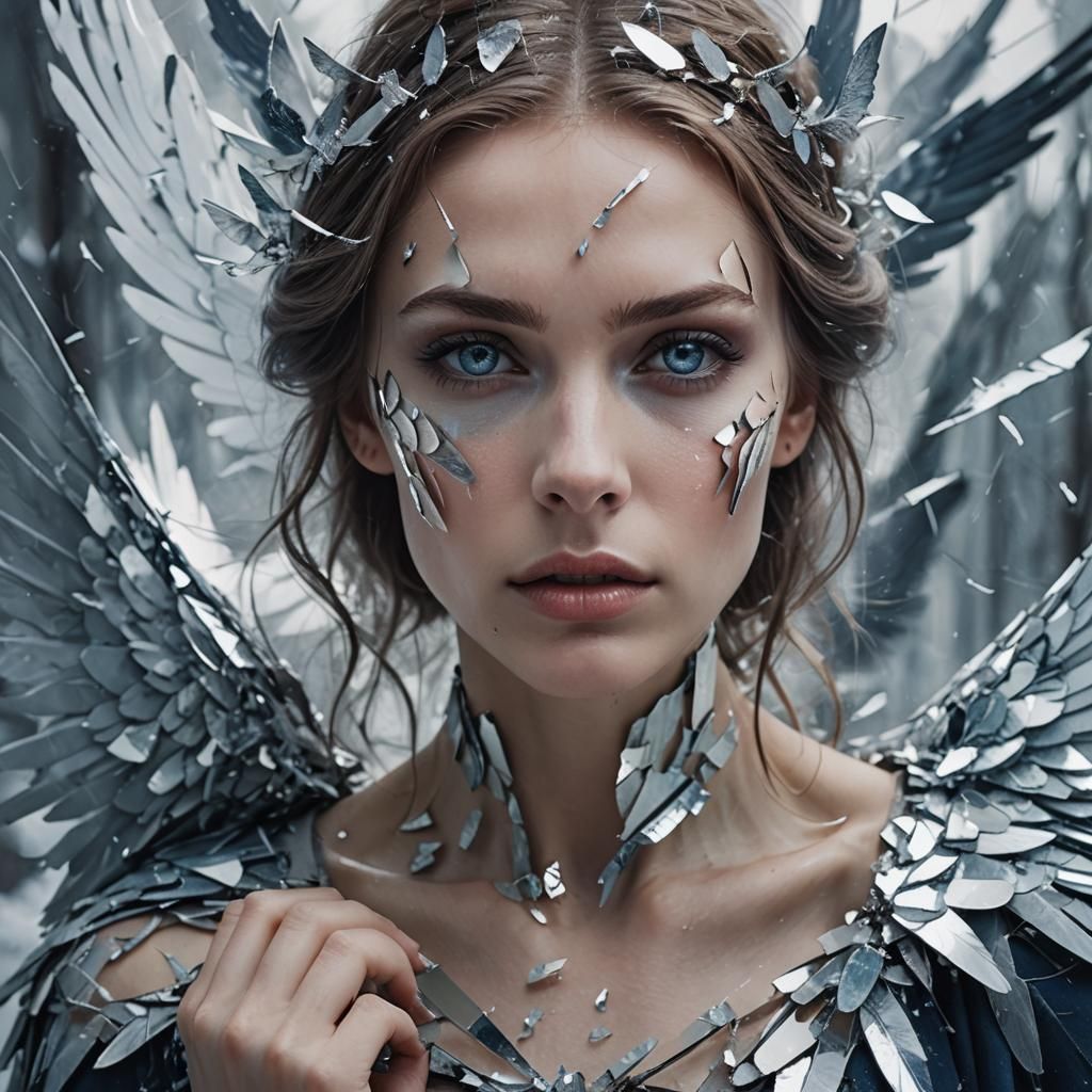 Icy Calm Through Shattered Glass in Fantasy Style