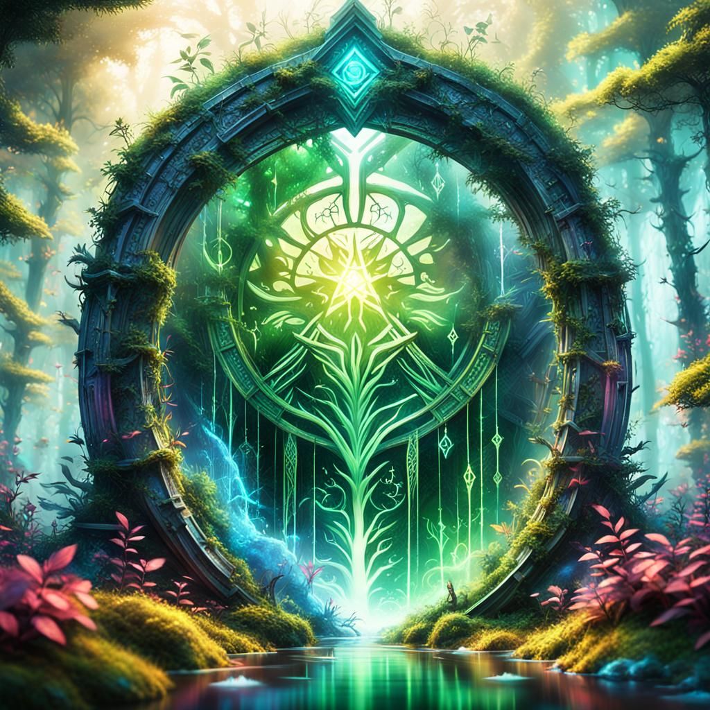 Mystical Portal Opens in Fantasy Forest