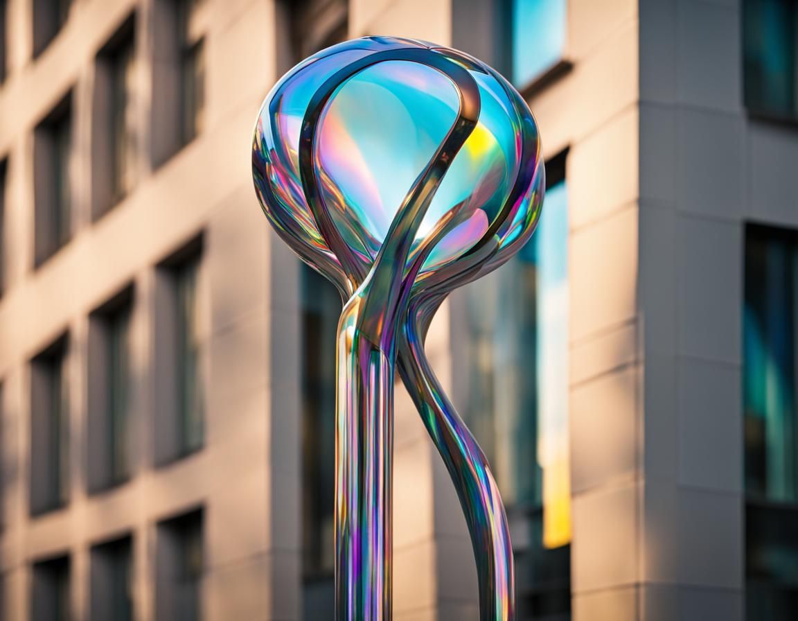 Futuristic Streetlamp with Iridescent Highlights