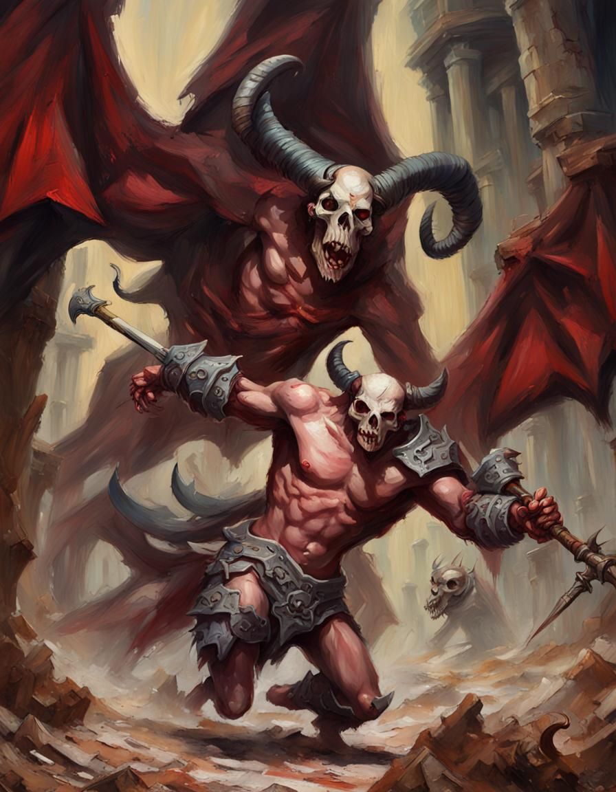 Orcus in Battle: Red-Skinned Demon Lord