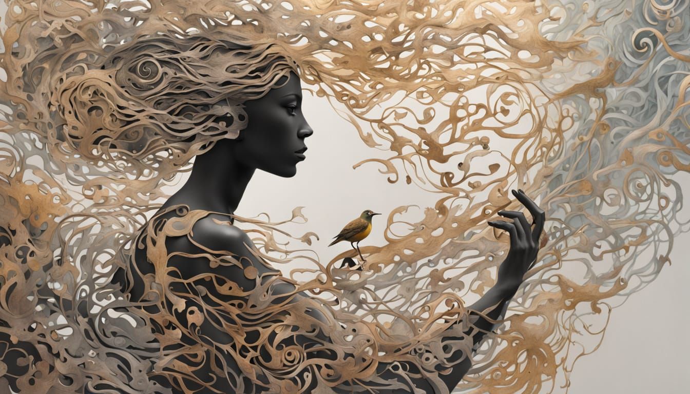 Ethereal Goddess Embodies Fortitude in Dreamlike Sculpture