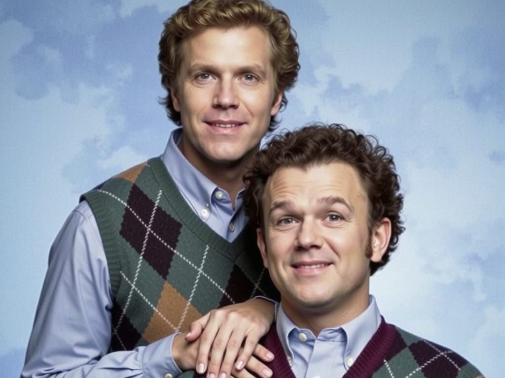 80s Superstar Duo in a Flashy Portrait