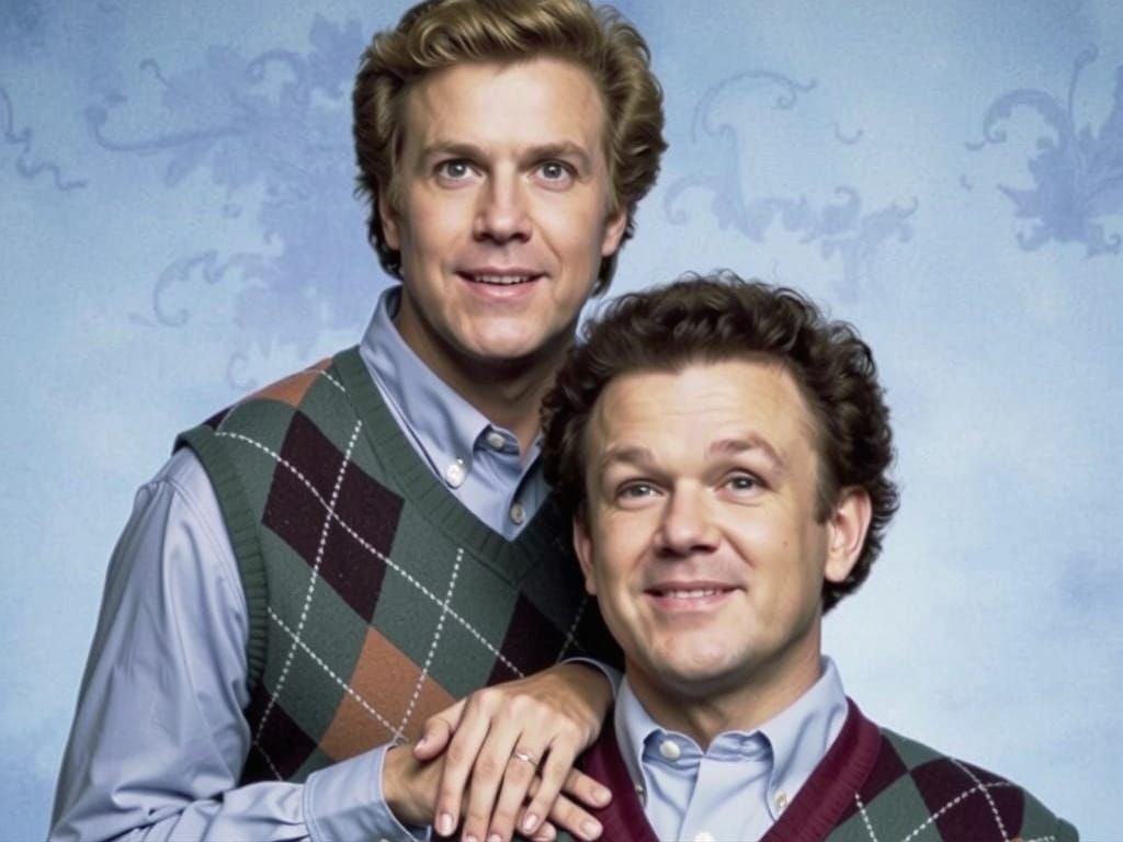 80s Style Portrait of Will Ferrell and John C. Reilly in Bri...