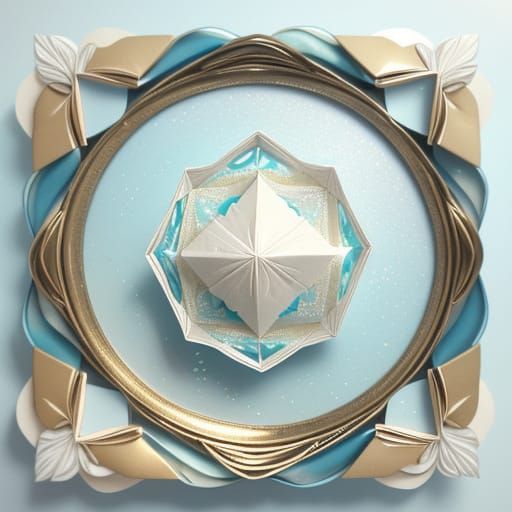 Delicate Origami Abalone Glass Frame with Marbled Bubbles