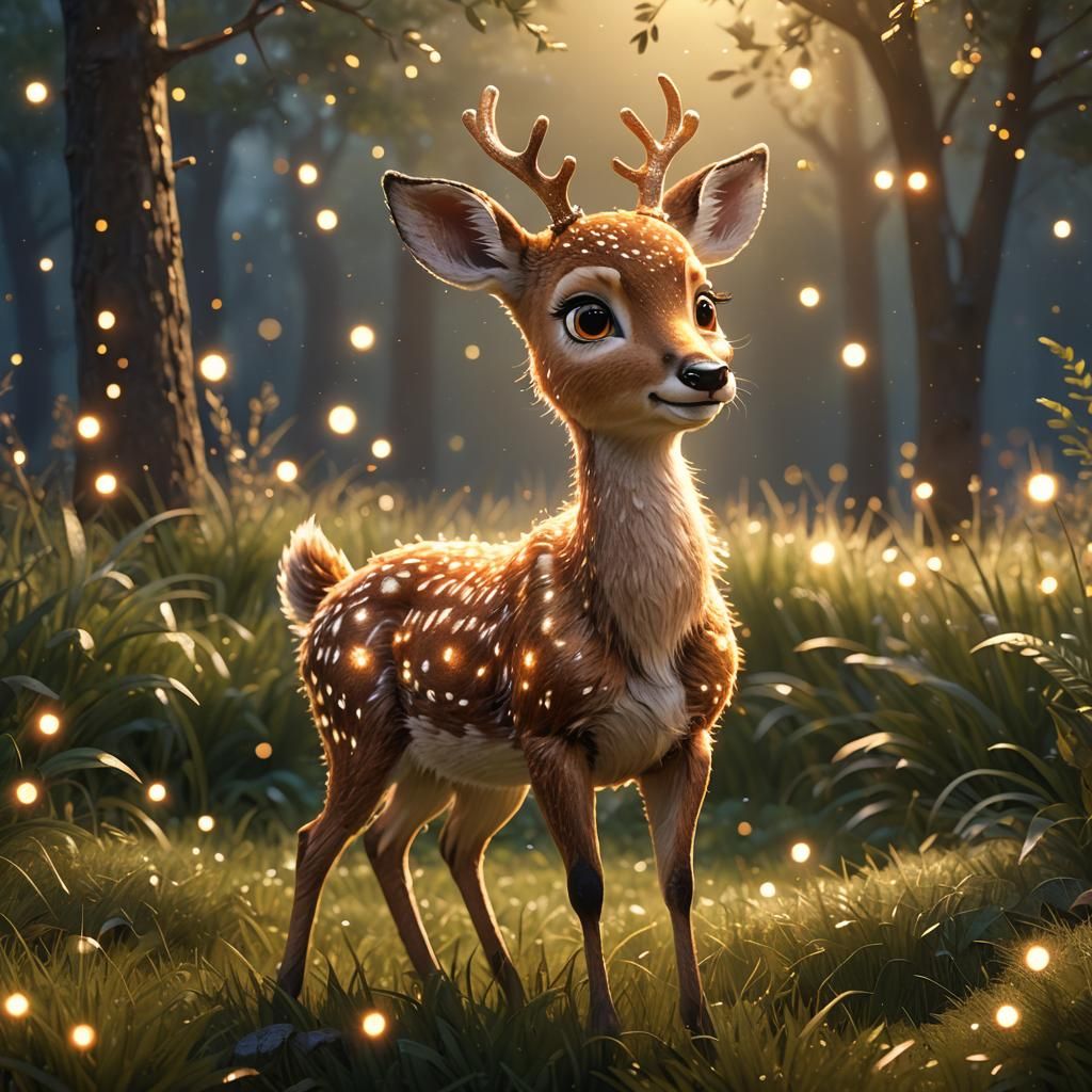 Pixar-Style Deer with Starry Fur