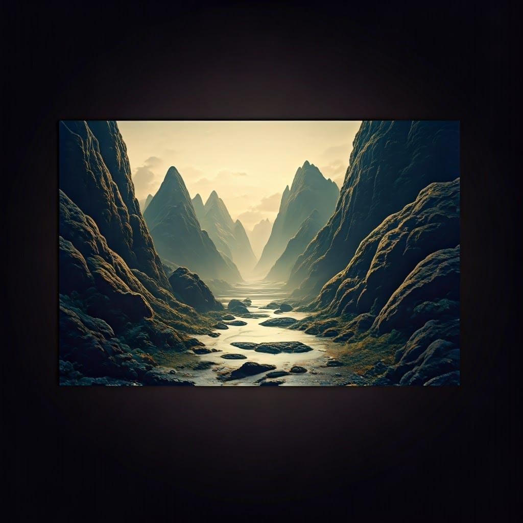 Mystical Landscape in Golden Hour, Cinematic Film Still