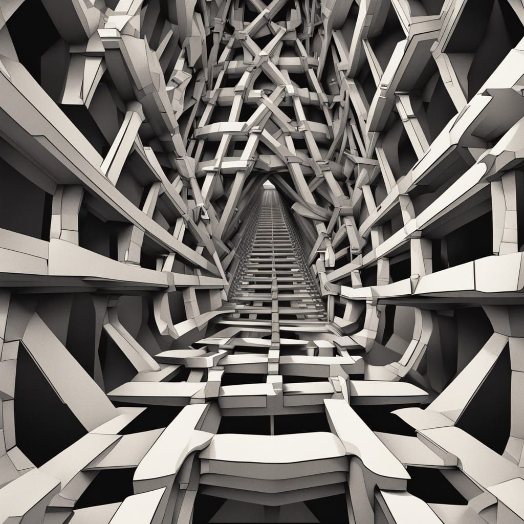 Mind-Bending Escher-Inspired Staircase in Impossible Archite...