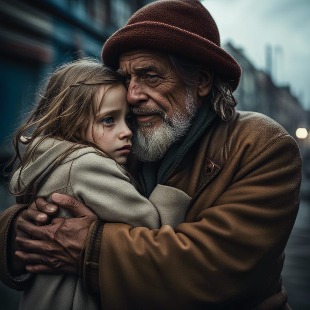 Heartwarming Father-Daughter Portrait in Hyperrealistic Styl...