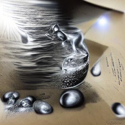Hyperdetailed Charcoal Drawing of Liquid Mercury