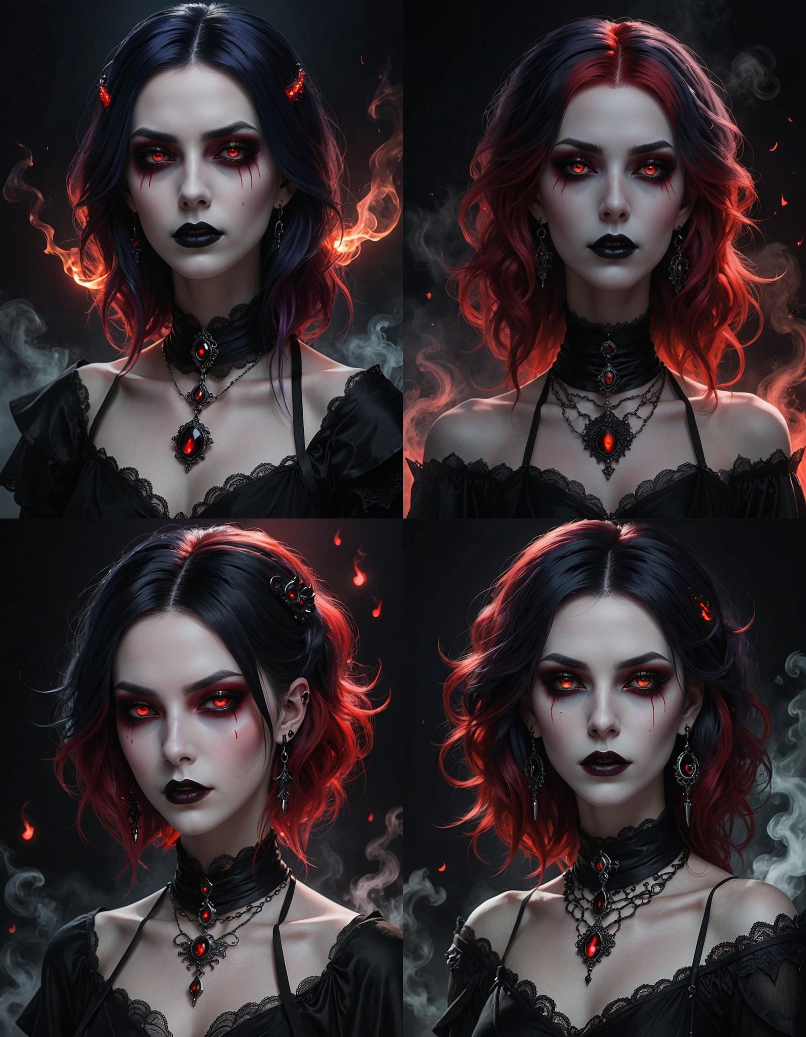 Ethereal Vampire Woman with Red Glow