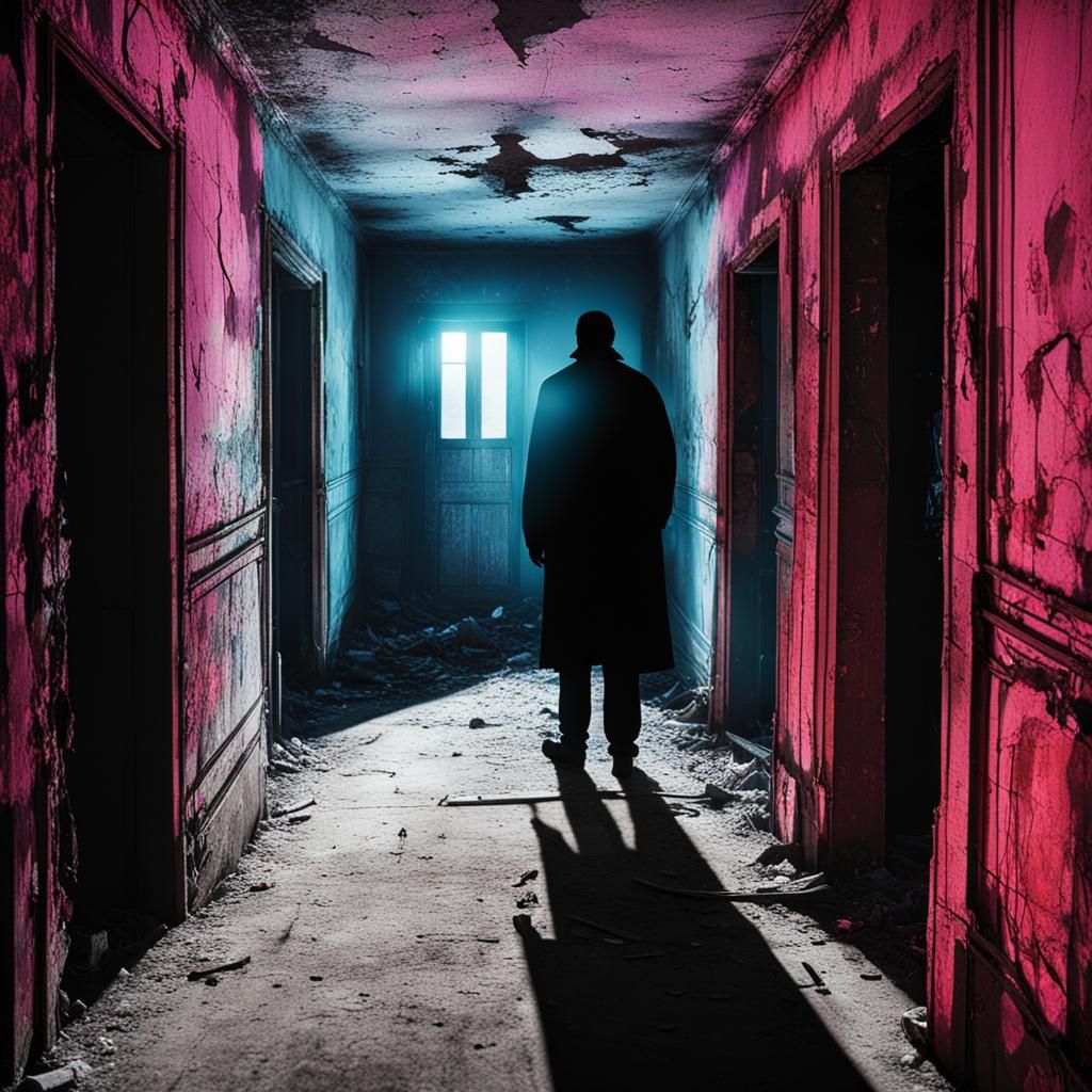 Eerie Abandoned Hallway in Dark Surrealism