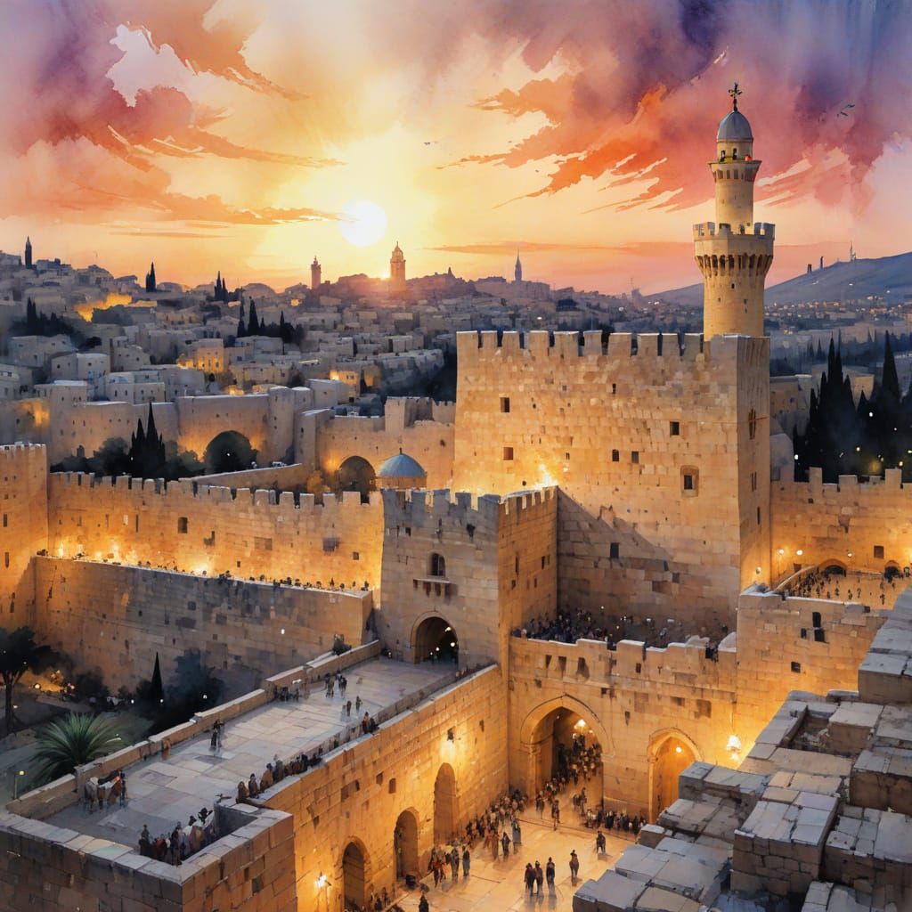 Tower of David Fortress at Sunset, Jerusalem