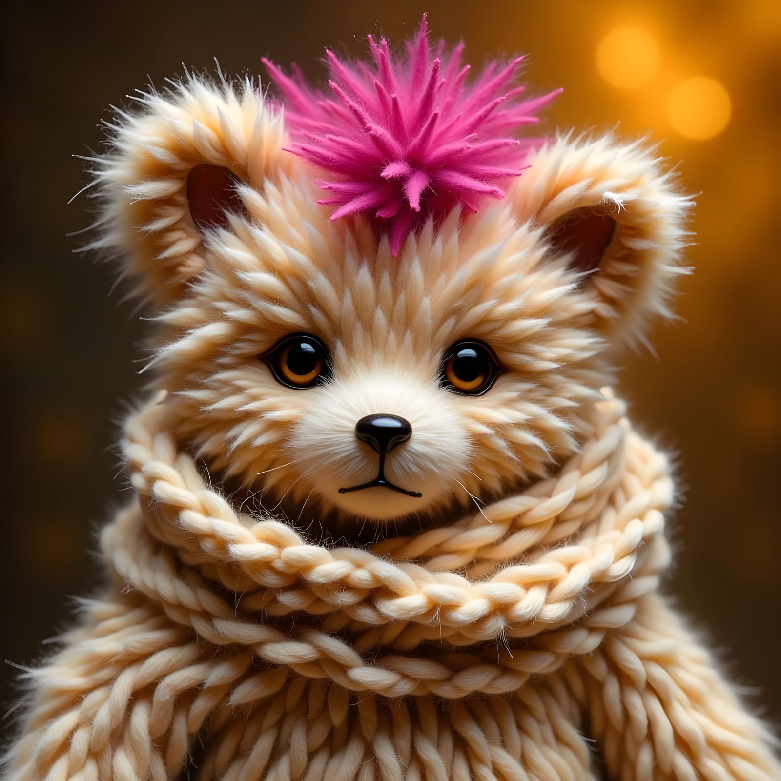 Teddy Bear with Fuchsia Mohawk in Fantasy Art Style