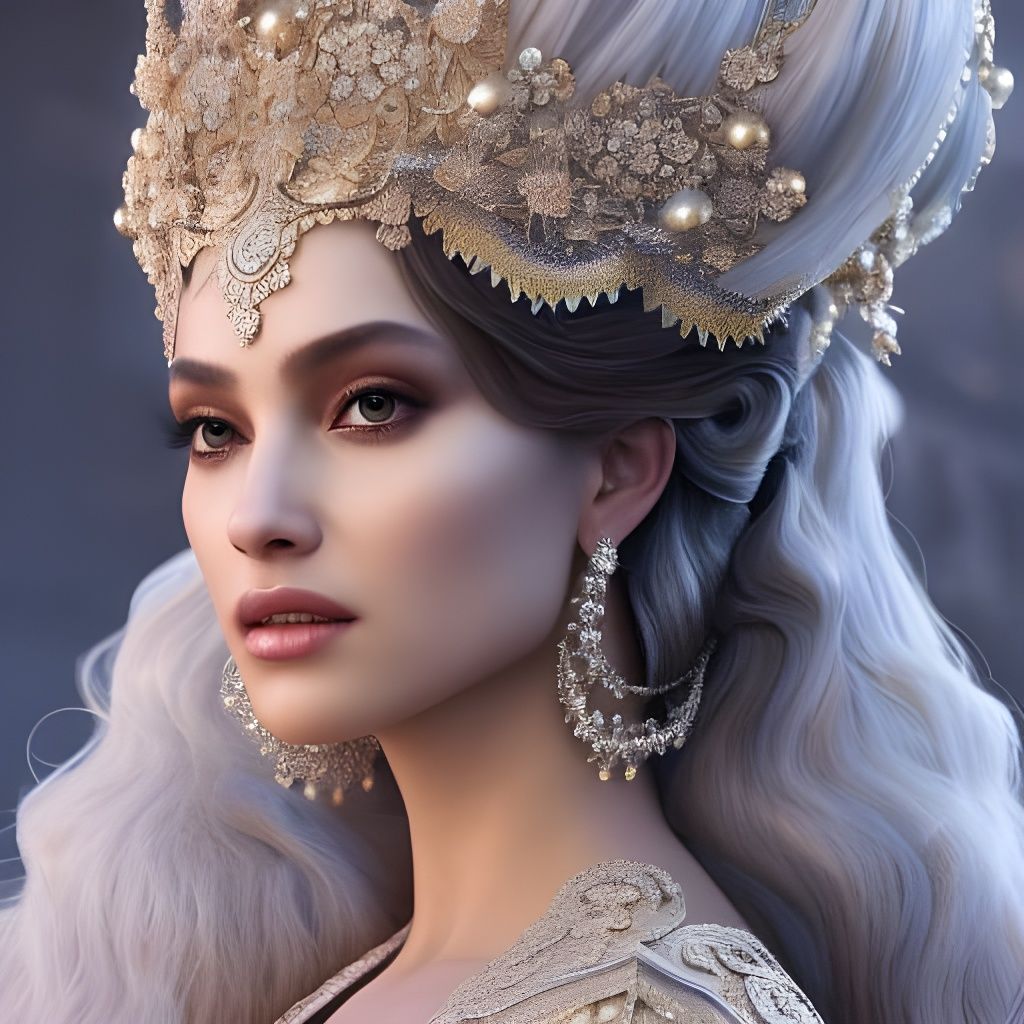 Majestic Lady in Lace: Hyperdetailed Fantasy Portrait