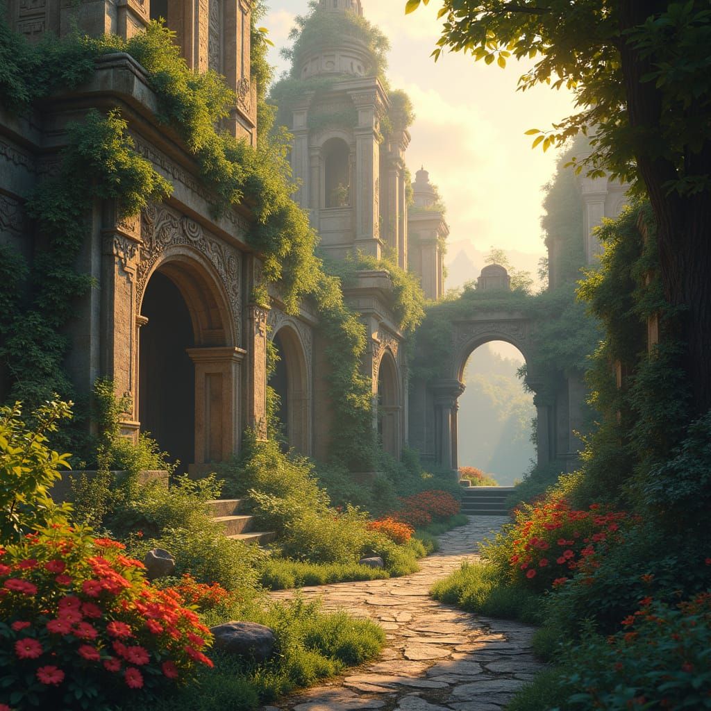 Majestic Ancient Ruins Unveiled in Golden Hour