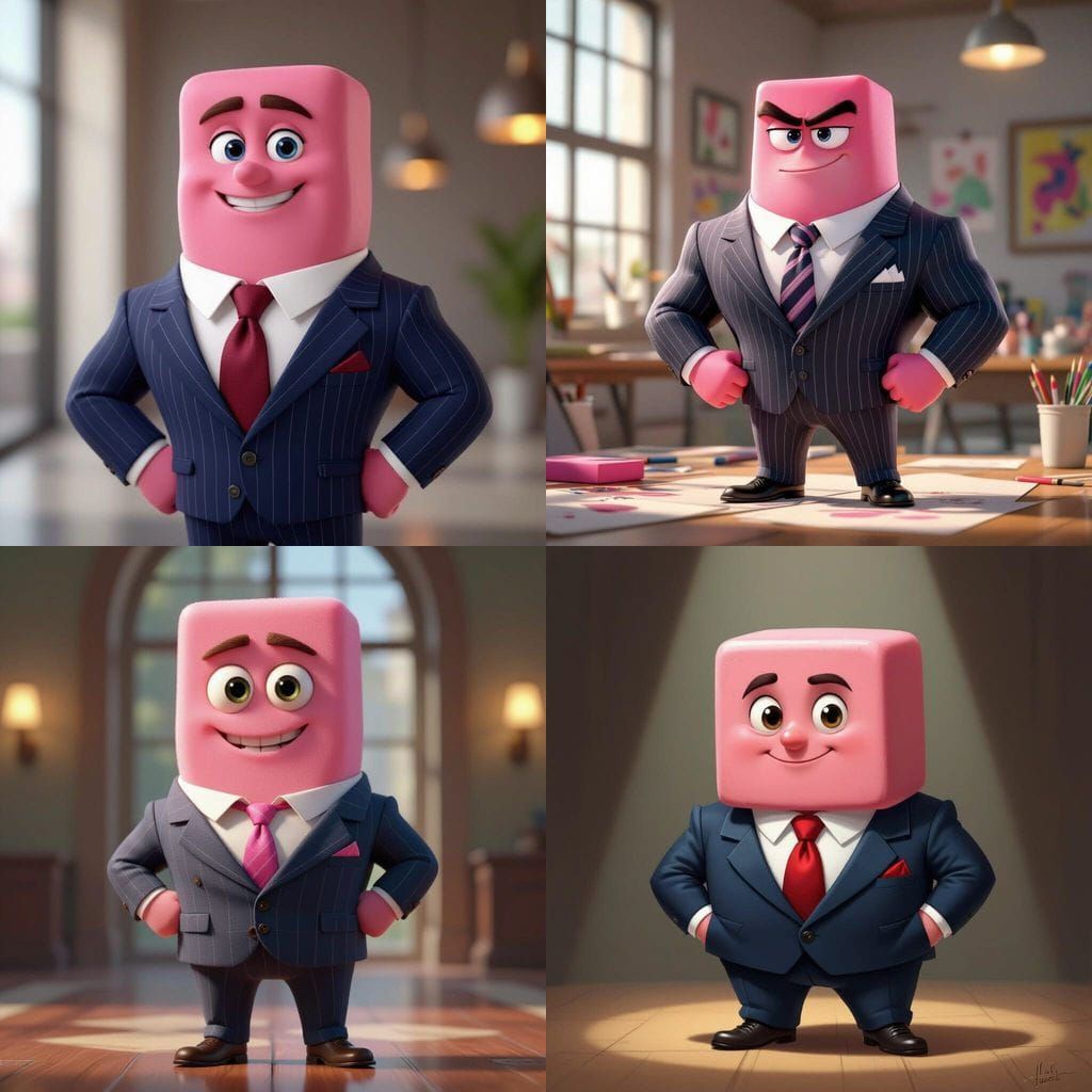 Buff Pink Eraser in Fancy Suit Named Bob