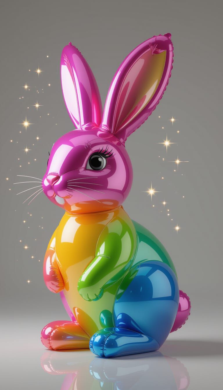 Hyperrealistic Rabbit Balloon Sculpture in 3D