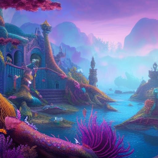 Fantastical Mermaid Kingdom: Detailed Matte Painting