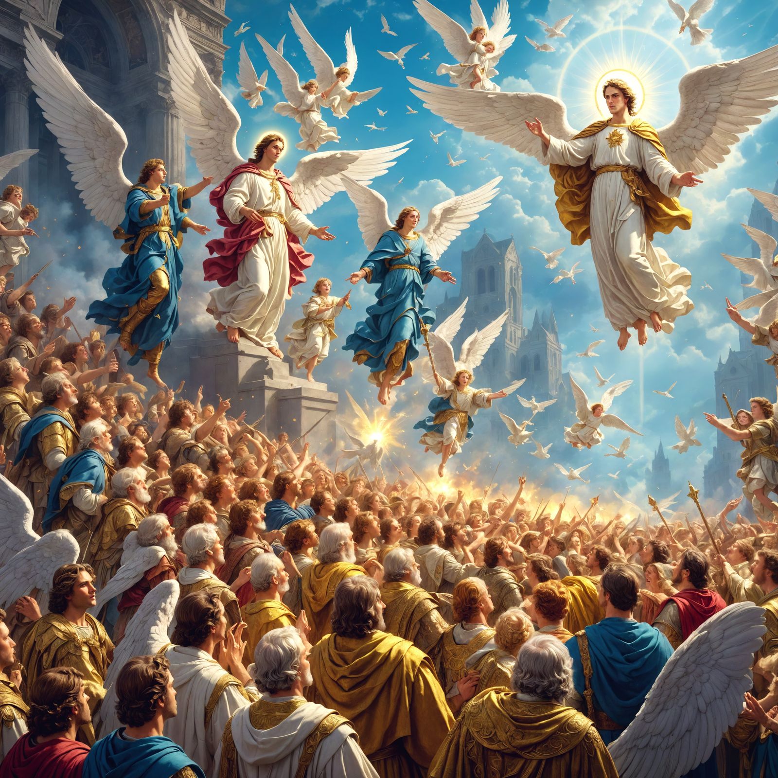 Saint Gabriel's Speech to Winged Angels: Fantasy Art
