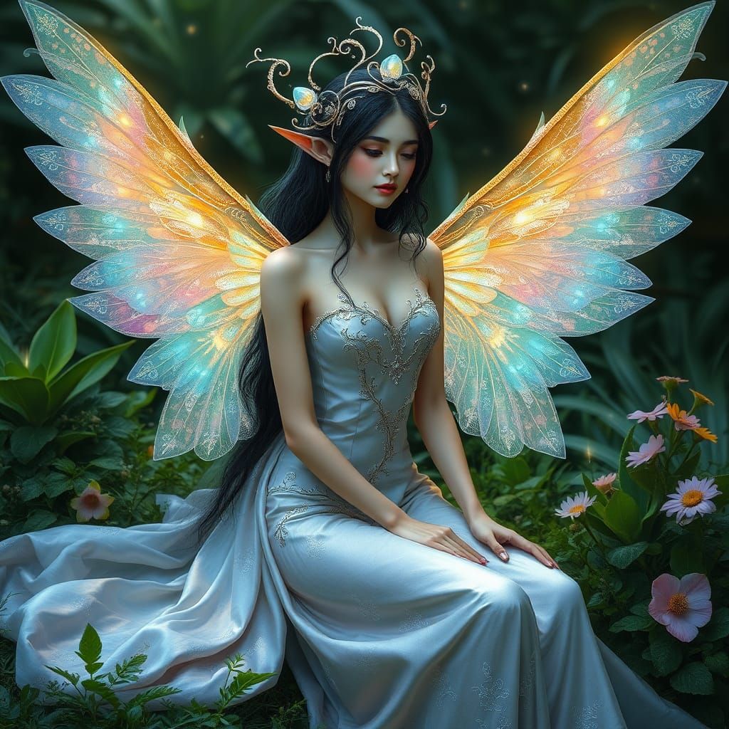 Ethereal Fairy Elf Queen in a Magical Forest