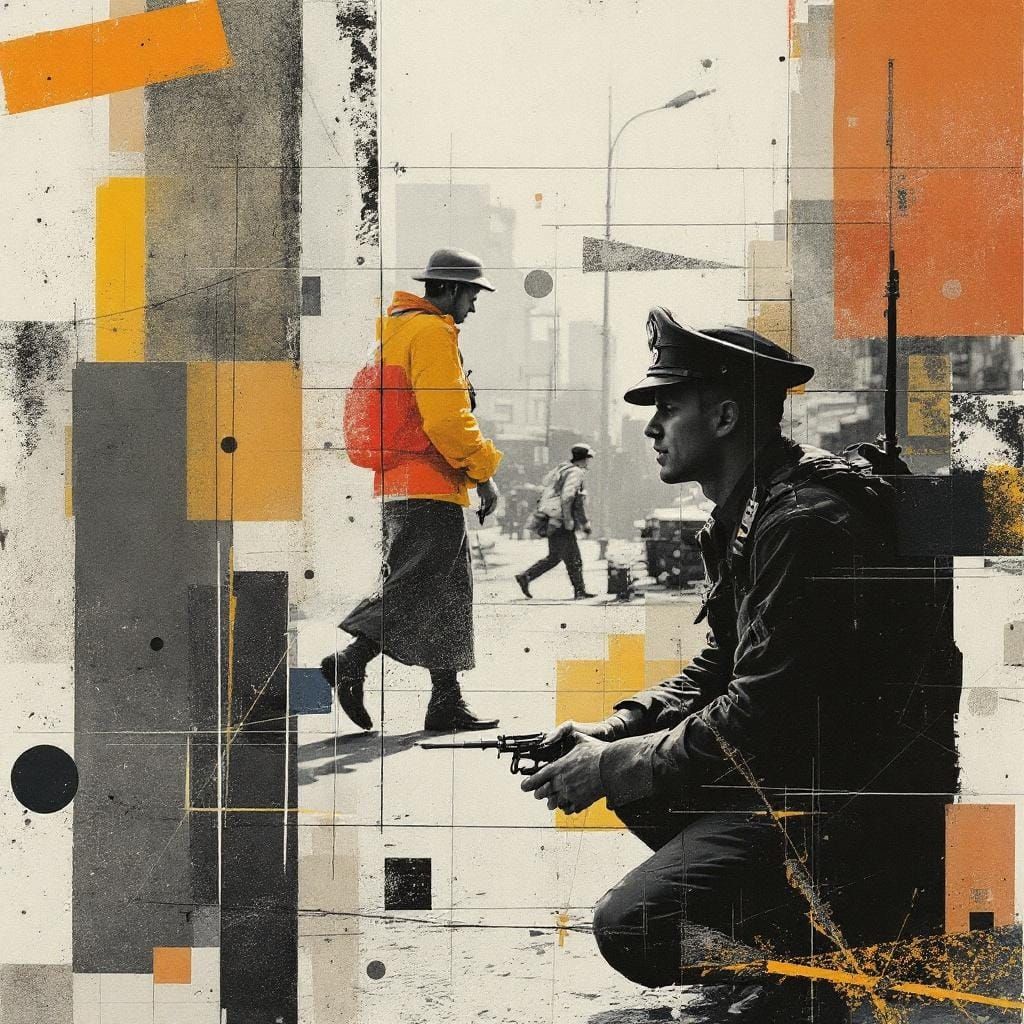 D-Day Collage in Bauhaus Modernism Style