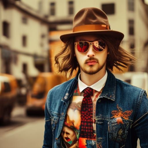 Handsome Hipster Male in Eclectic Style